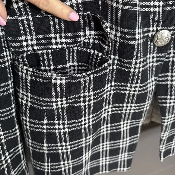 Veronica Beard Lyda Dickey Blazer Plaid Black White Designer Jacket Size 8 - Picture 11 of 16